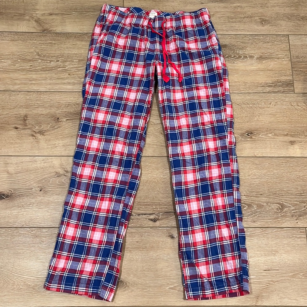 J.Crew Men’s Plaid Flannel Pajama Pants Small Red Blue Cotton Lounge